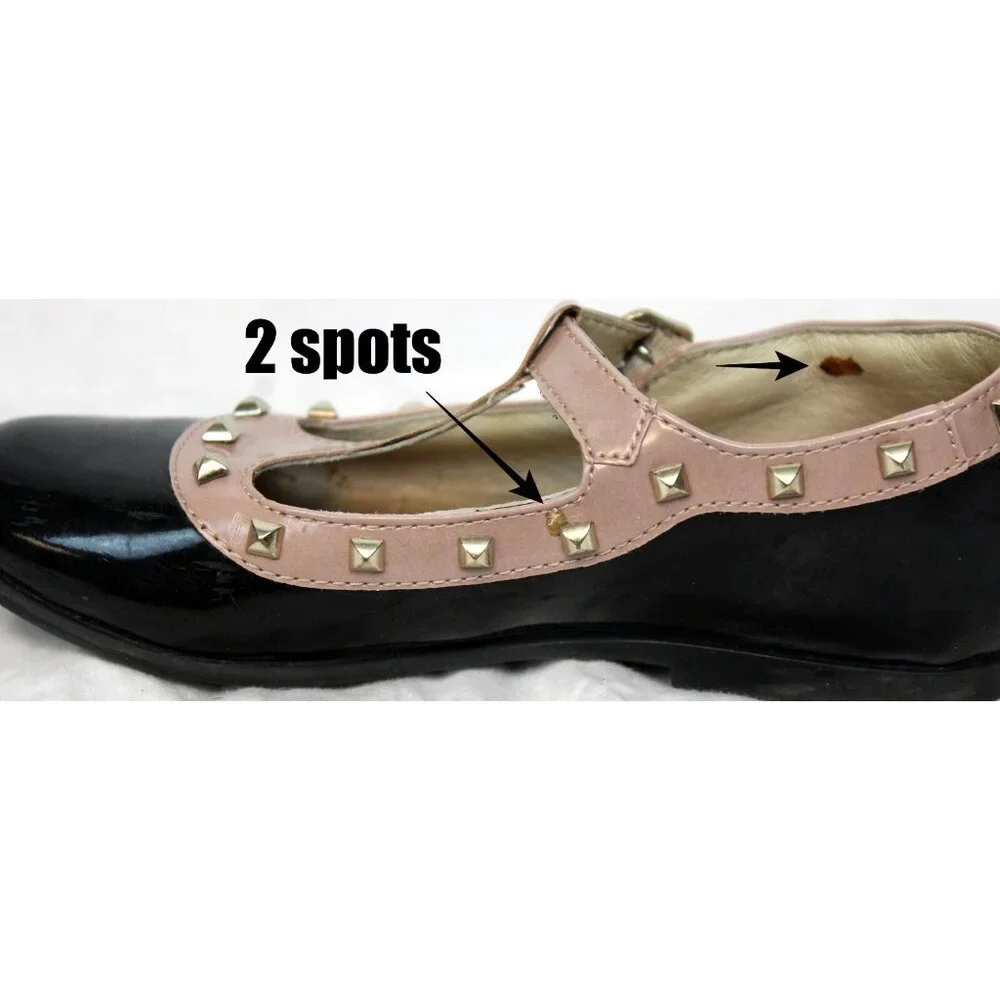 Naturino Black Brown 2-tone Dance Dress Shoes sz 12-12.5 Studded T-Strap Buckle